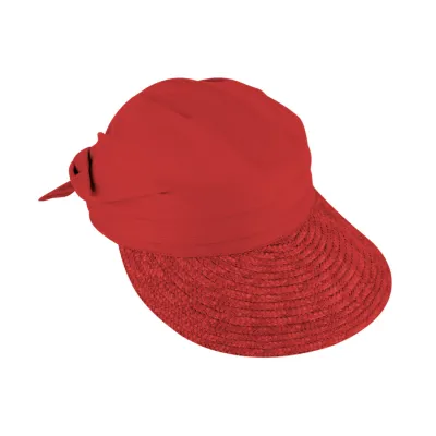 Lolita Visor Cap Straw & Cotton Red - Traclet