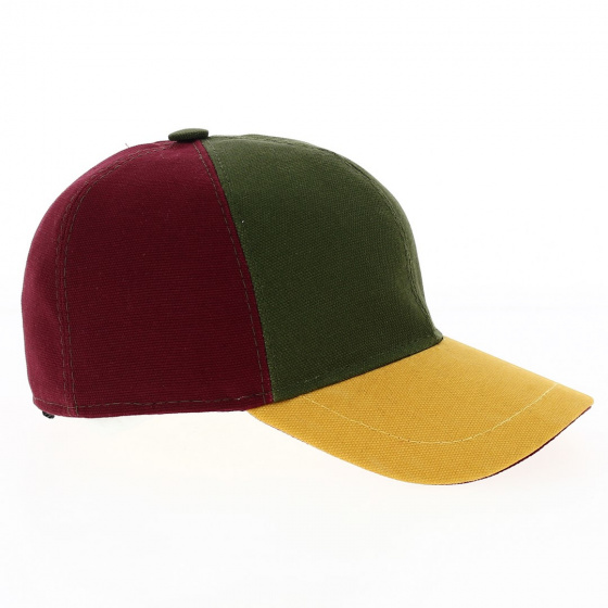 Berretto Cotton Tricolor Baseball Cap - Marone