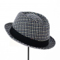 Trilby Bertho Houndstooth Cotton Hat Navy Blue - Marone