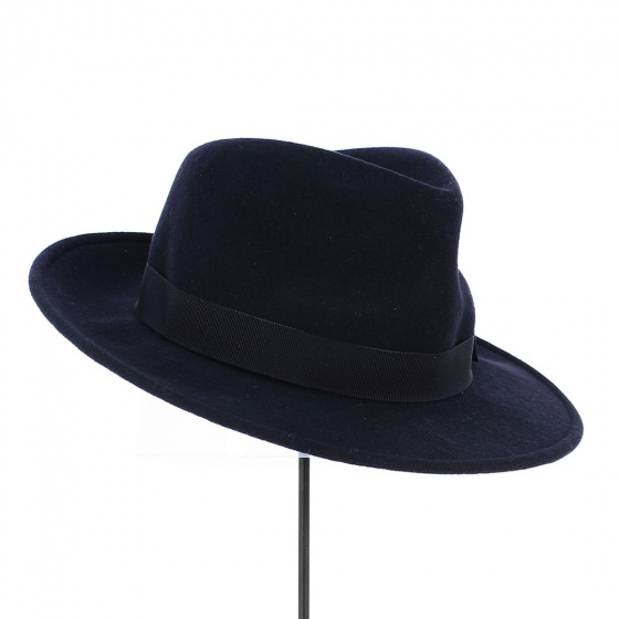 Chapeau Fedora Blues en Feutre Laine Marine - Traclet Chapeau Fedora Blues en Feutre Laine Marine - Traclet