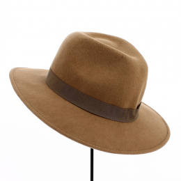 Chapeau Fedora Indiana en Feutre Laine Marron Clair - Traclet