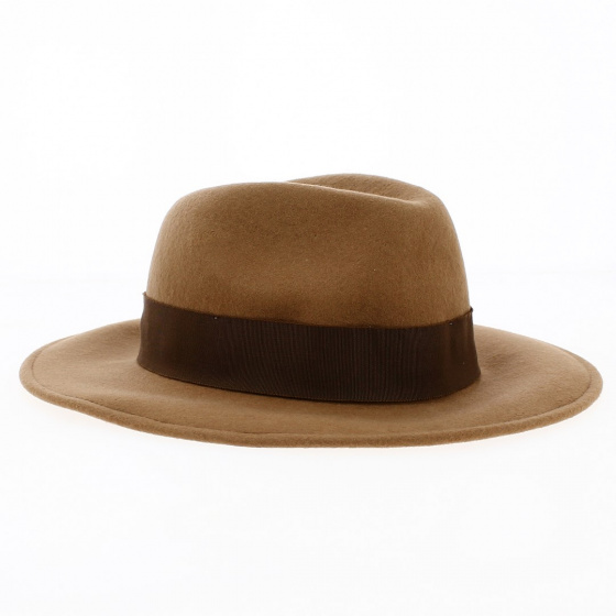 Chapeau Fedora en Feutre Laine India Camel - Traclet