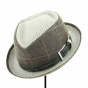 Porkpie Diamond Beige & Brown Linen Hat - Alfonso d'Este