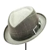 Chapeau Porkpie Diamond Beige & Marron Lin - Alfonso d'Este