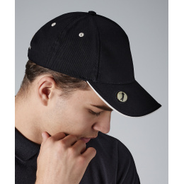 Golf Pro-Style Cap Black - White Cotton - Beechfield