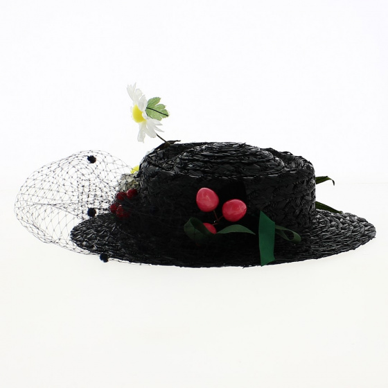 Chapeau Mary Poppins en Paille Noir - Traclet
