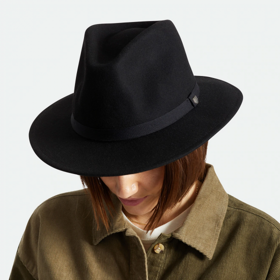 Chapeau Fedora Messer Packable Feutre Laine Noire - Brixton