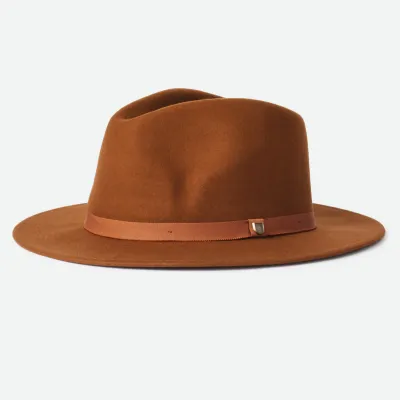 Chapeau Fedora Messer Packable Feutre Laine Marron - Brixton