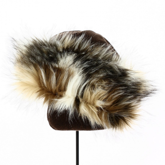 Chamonix Toque Faux Fur Earflaps Chestnut - Traclet