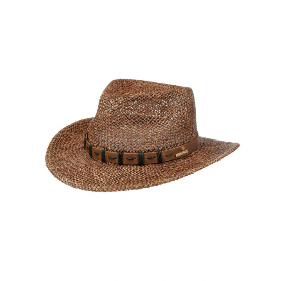 Chapeau Traveller Seagrass en Paille Naturelle Marron - Stetson Chapeau Traveller Seagrass en Paille Naturelle Marron - Stetson