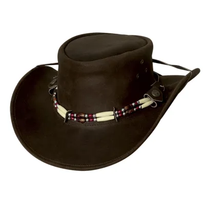 Chapeau en cuir Indiana marron