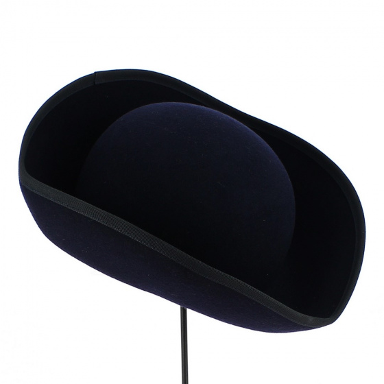 Petit Tricorne Feutre Laine Bleu Marine - Traclet Petit Tricorne Feutre Laine Bleu Marine - Traclet