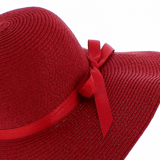 Capeline Talia Paille Papier Rouge - Traclet