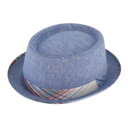 PorkPie Caribe Madras Linen & Cotton Hat - Traclet