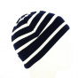 Navy and White Stripe Reverse Beanie - Traclet