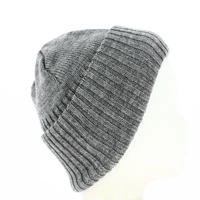 Grey Wool Reversible Beanie - Traclet