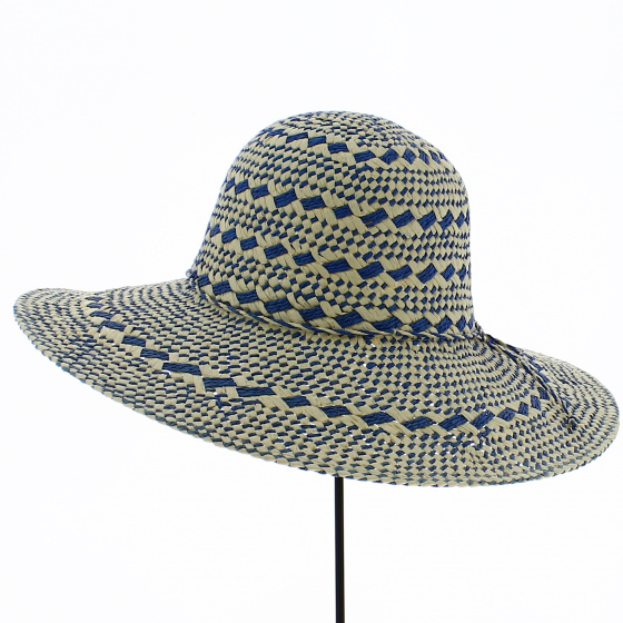 Capeline Dill Paille Papier Bleue et Blanche - Barts