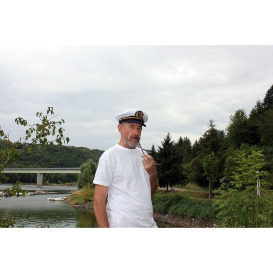 Personalized White Cotton Commodore Sailor Cap - Traclet