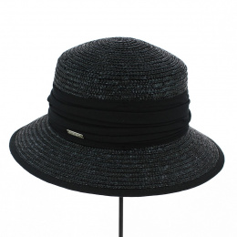 Cloche hat Erza natural straw black - Traclet