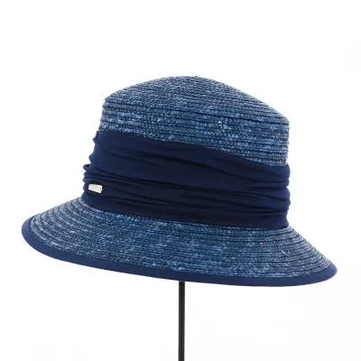 Chapeau cloche Erza paille naturelle marine - Traclet
