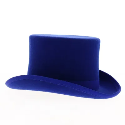 Chapeau Haut de Forme Feutre Laine Imperméable Bleu - Traclet