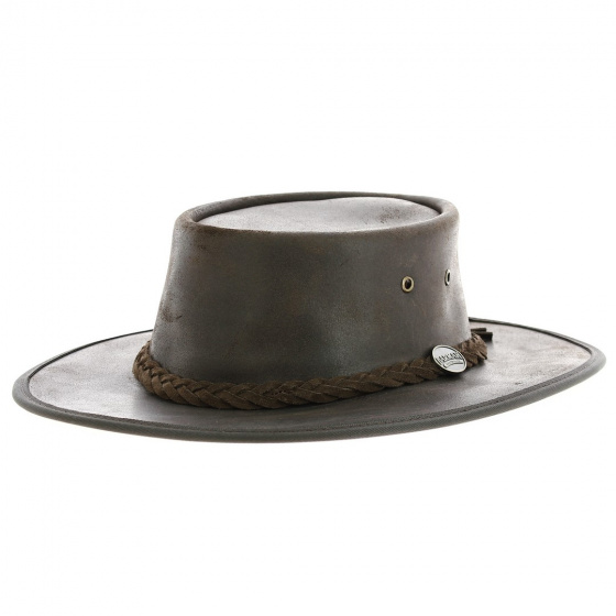 Squashy Brown leather kangaroo hat