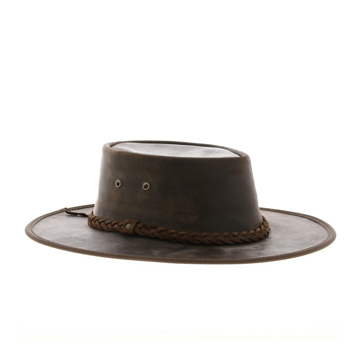 Squashy Brown leather kangaroo hat