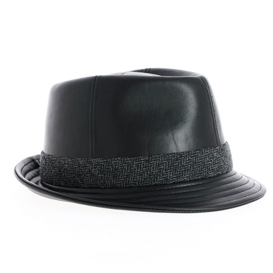 Chapeau Trilby Jogo Cuir Noir - Traclet