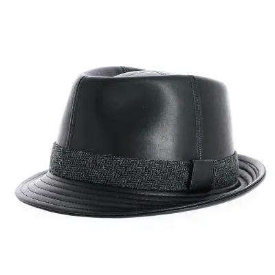 Chapeau Trilby Jogo Cuir Noir - Traclet