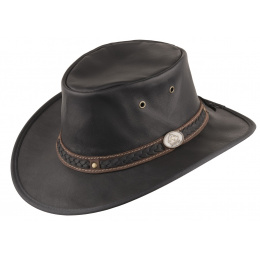 Black Kangaroo Leather Hat - sundowner scippis - Traclet