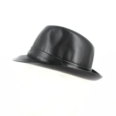 Chapeau Trilby Brazil Cuir Noir - Crambes