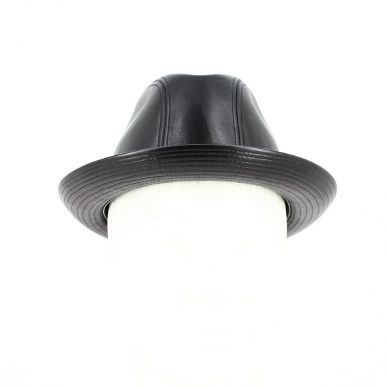 Black Leather Brazil Trilby Hat - Crambes