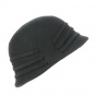 Black Wool Felt Cloche Hat - Traclet