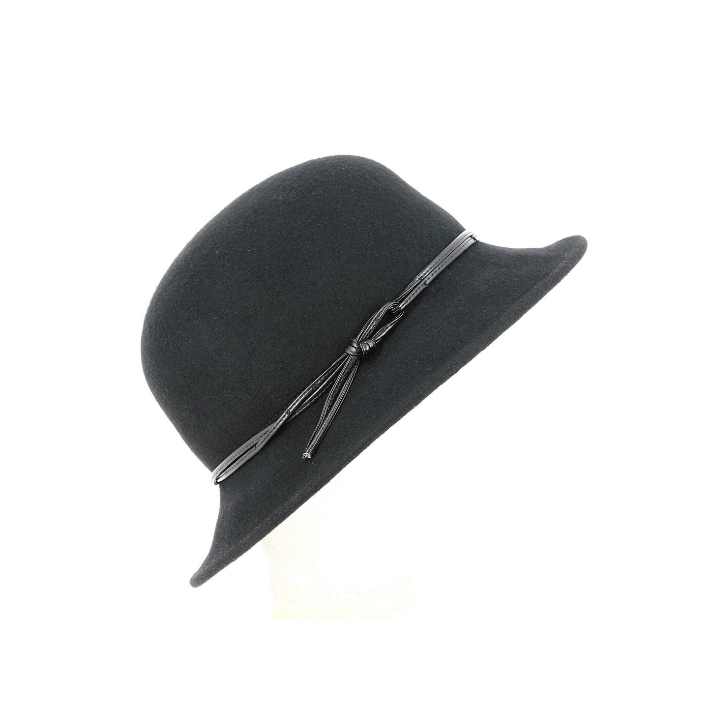 Chapeau cloche feutre Laine large bord Noir - Traclet