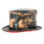 Chapeau haut de forme fantaisie steampunk en cuir marron