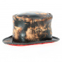 Fancy steampunk top hat in brown leather