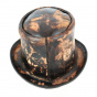 Fancy steampunk top hat in brown leather