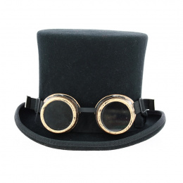 Top hat steampunk felt wool with glasses