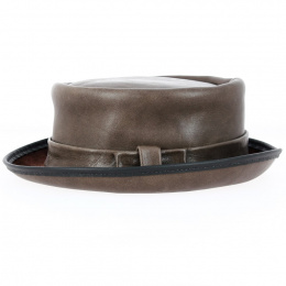 Brown Leather Half Top Hat