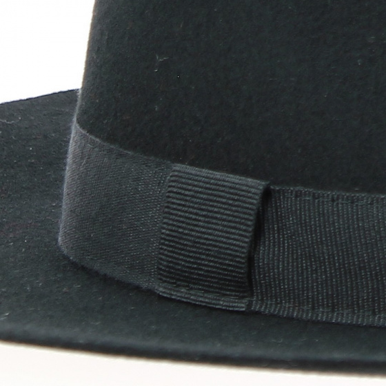 Chapeau Fedora Feutre Laine Noir gros grain - Traclet Chapeau Fedora Feutre Laine Noir gros grain - Traclet