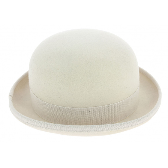White Wool Felt Bowler Hat - Traclet