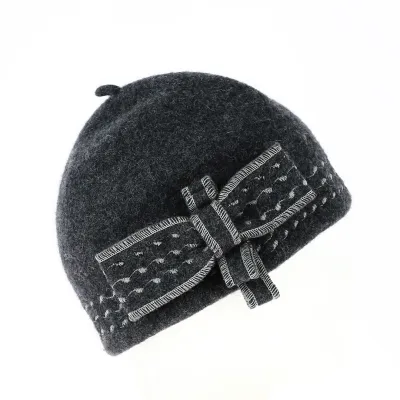 Béret - Bonnet Laine avec nœud gris - Traclet