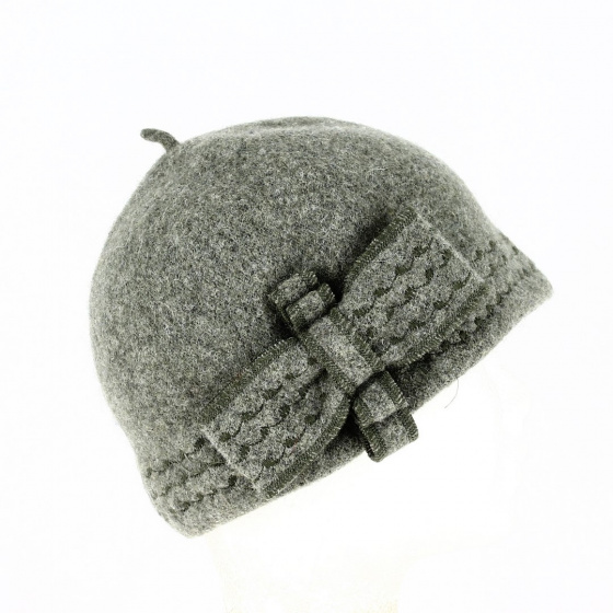 Béret - Bonnet Laine avec nœud vert - Traclet Béret - Bonnet Laine avec nœud vert - Traclet