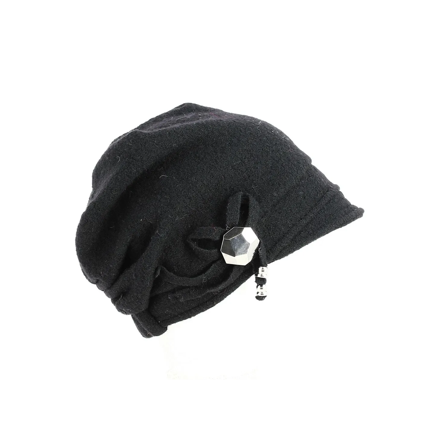 Béret Bonnet Laine avec visière Noir- Traclet  Reference : 8861 | Chapellerie Traclet
