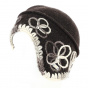 Beret - Brown asymmetrical wool hat with flowers - Traclet