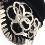 Beret - Asymmetrical black wool hat with flowers - Traclet