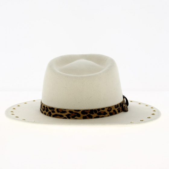 White Leopard Traveller Hat Wool Felt - Fléchet