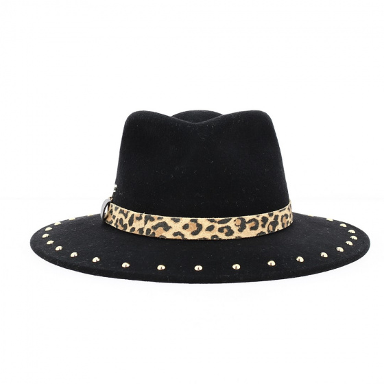 Black Leopard Traveller Hat Wool Felt - Fléchet