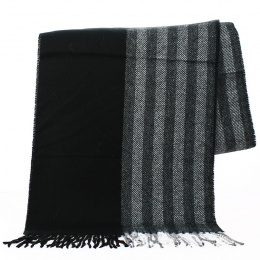 Scarf with black vertical stripes