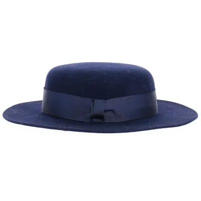 Felt wool navy side boater